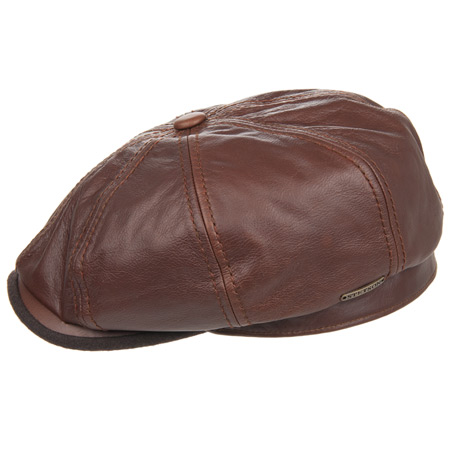 Leather flat cap for men model Hatteras by Stetson --> Online