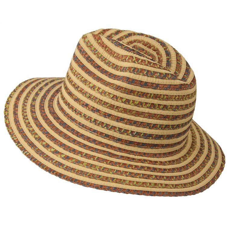 cappello a righe da donna a tesa larga