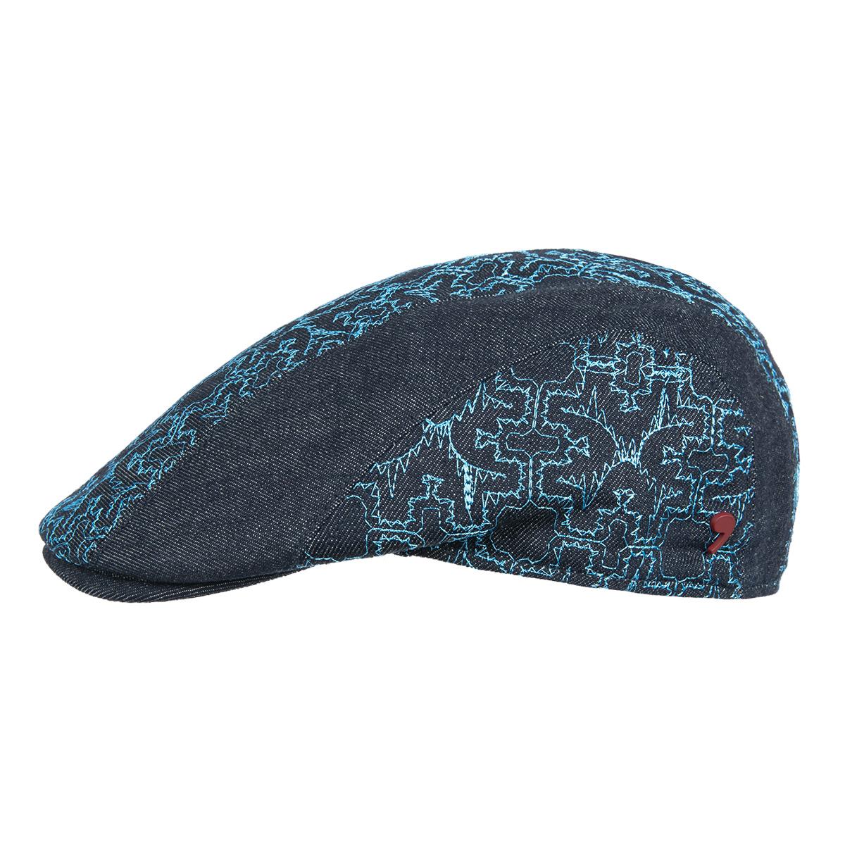 ALFONSO D'ESTE | 6teilige Unisex Flatcap mit hellblauen Stickdetails