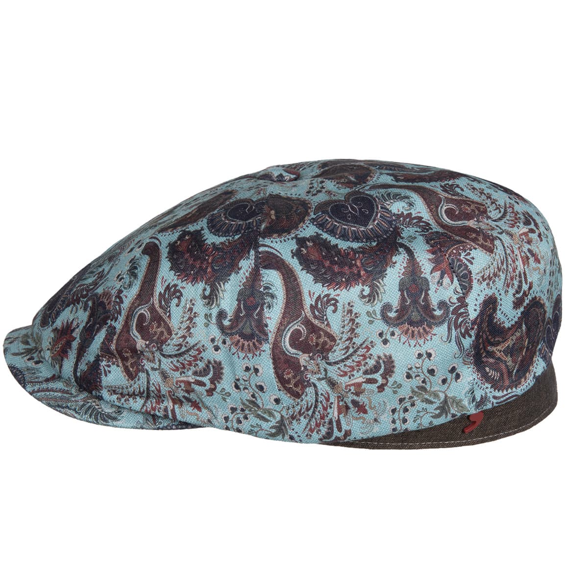 ALFONSO D'ESTE | Eight-piece flat cap with paisley pattern made from 100% linen