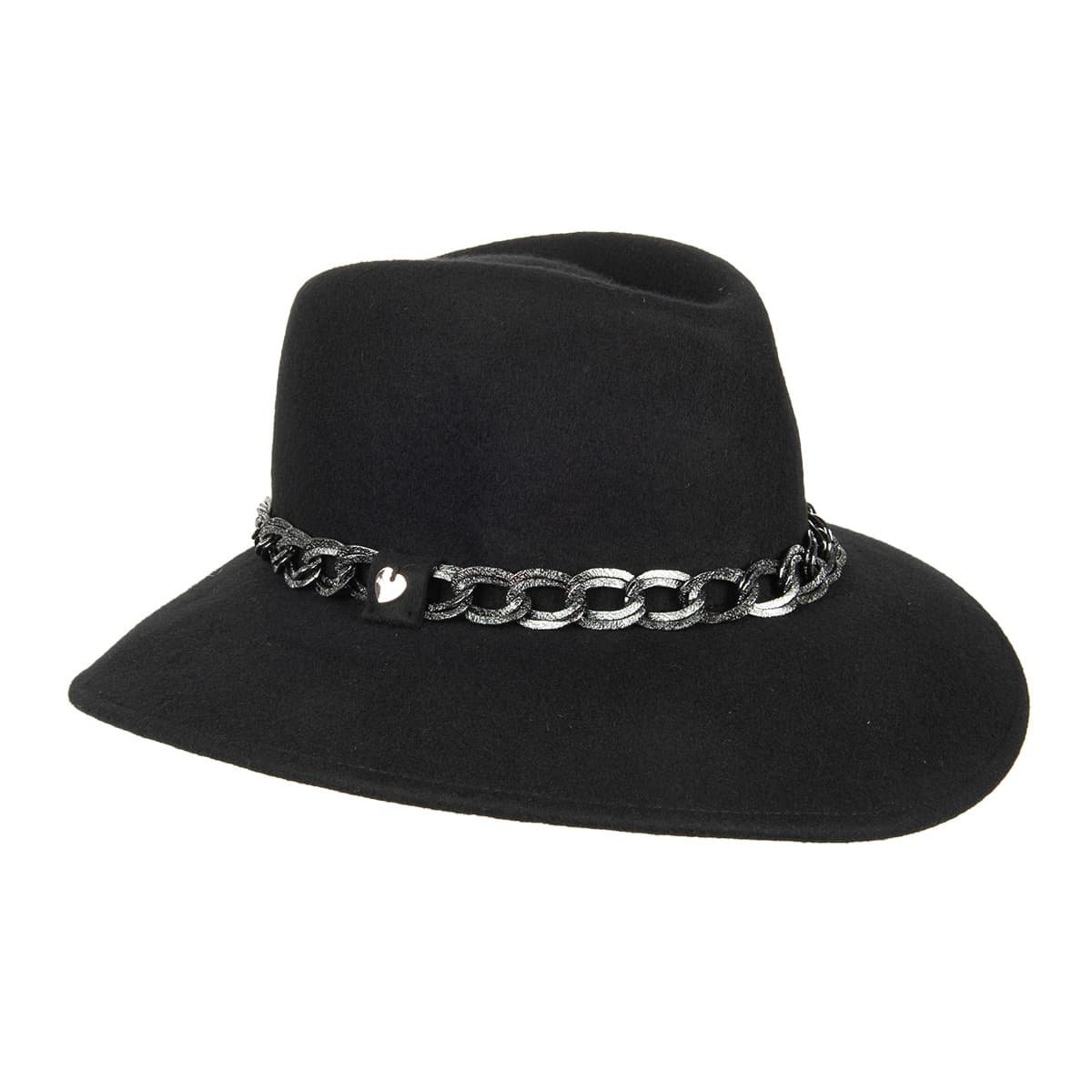 FASHION Ladies hat Fedora with chain > Online for hats, caps, headbands, gloves and
