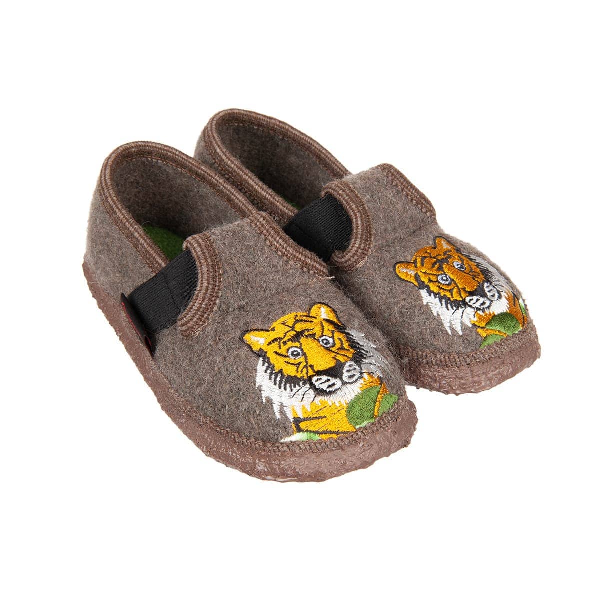 GIESSWEIN | boys' children's slippers with tiger motif model Tinningen made of virgin wool