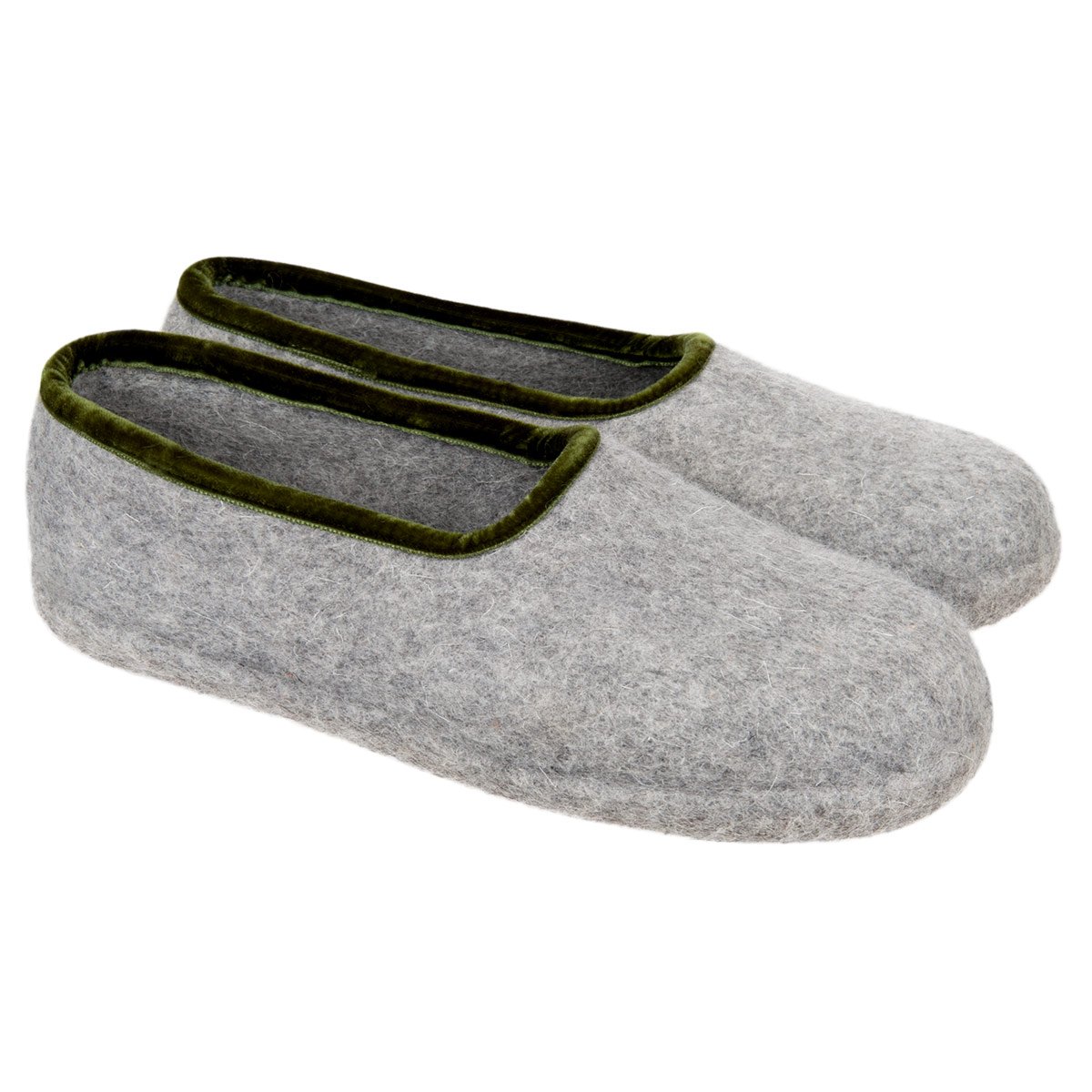 HAUNOLD | high quality felt slippers in pure woolfelt for adults in grey green color