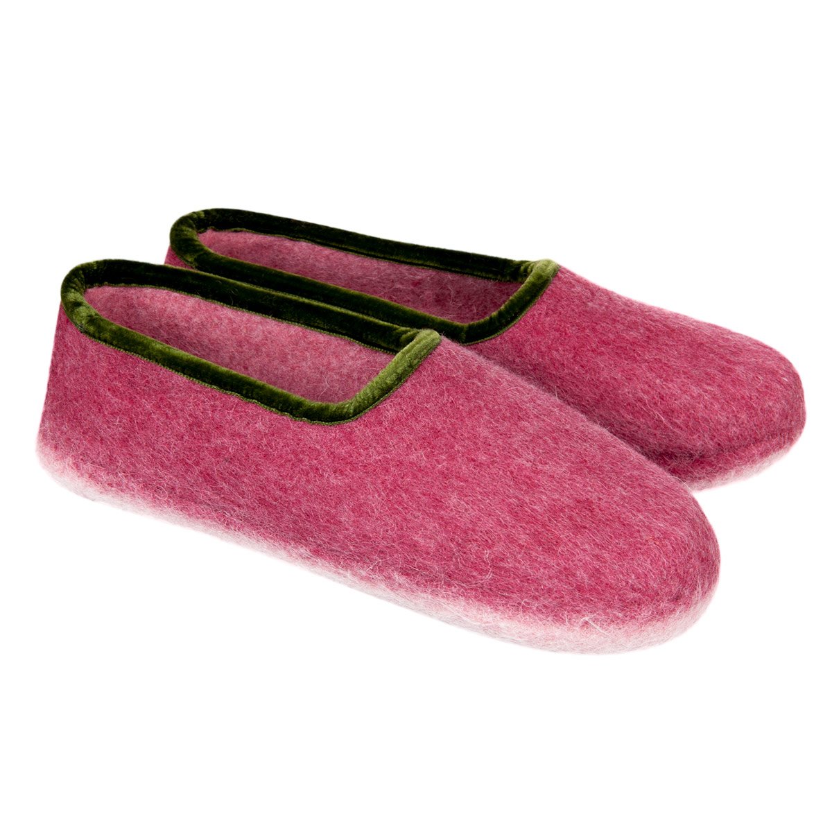 HAUNOLD | woman's high quality feltslippers in pure woolfelt in red green color