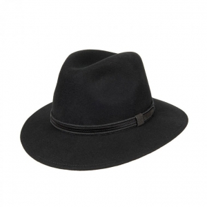 Men' hat by Borsalino Traveller of fur felt with a sporty leather strap set