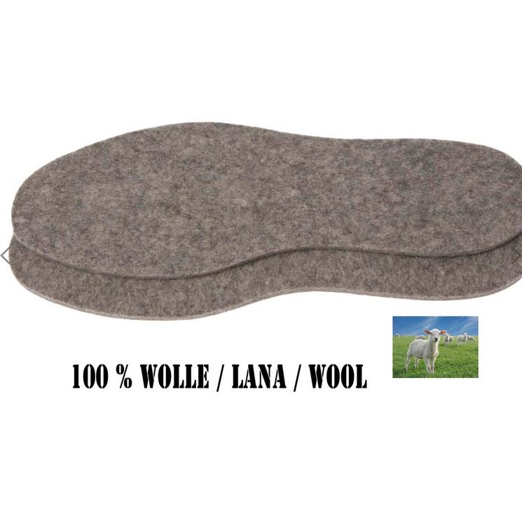 Insoles gray made of 100% wool felt suitable for slippers shoes and boots