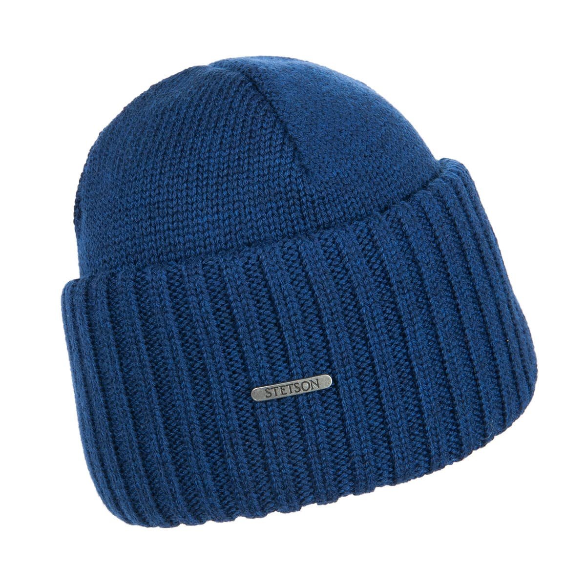 bonnet long bleu laine - Beanie Oversized WV navy par Stetson : Headict