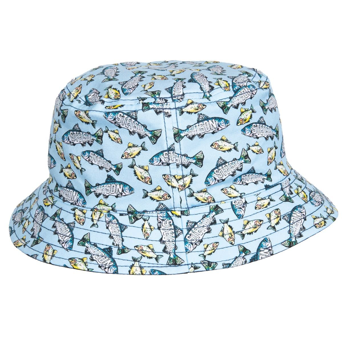 Stetson Cappello Reversibile Unisex In Cotone – Allover Fish – Protezione UV 40, Falda 5 Cm