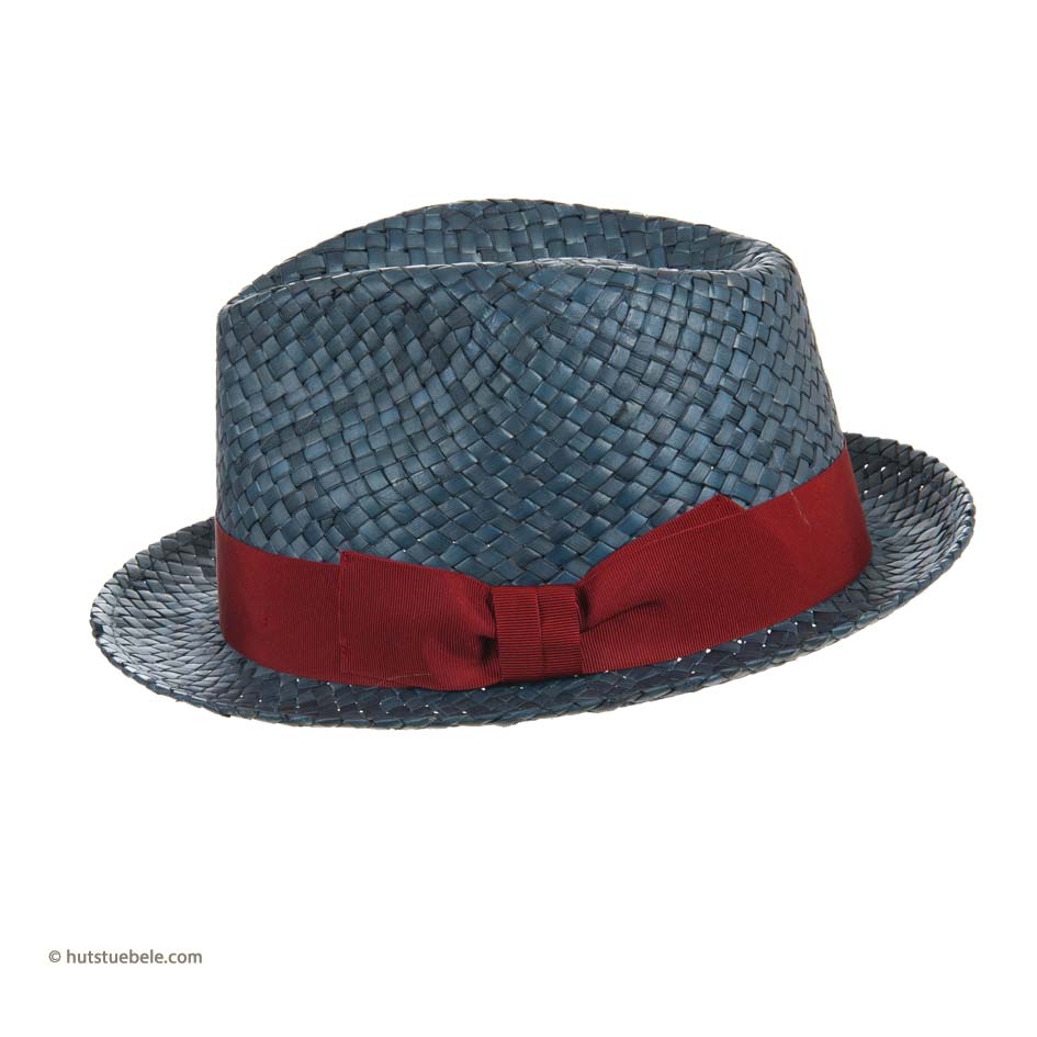 Bosto Trilby Sommerhut – Knitterfreundlich, Mit Farbig Abgesetzter Krempe (Grau-Blau, S/M 55-57 Cm, 100% Polyester)